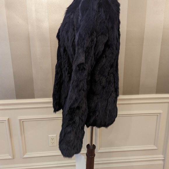 Adrienne Landau Navy Blue Rabbit Fur Jacket - Picture 6 of 16